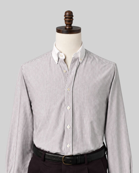 Classic Black Stripe Contrast Collar Oxford Shirt