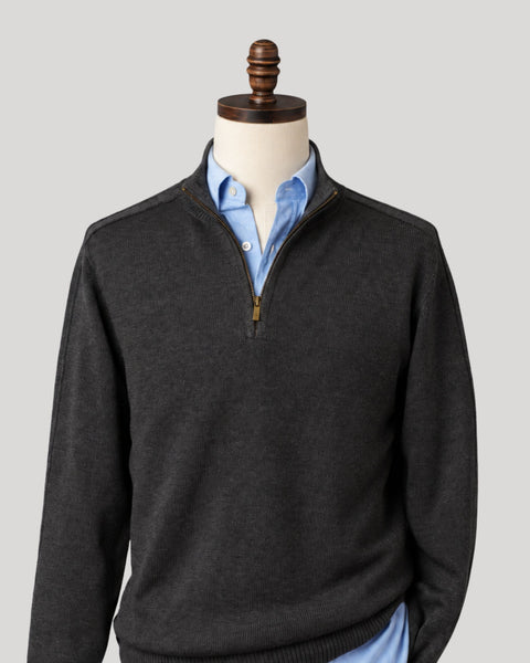 Classic Charcoal Grey Quarter-Zip Sweater