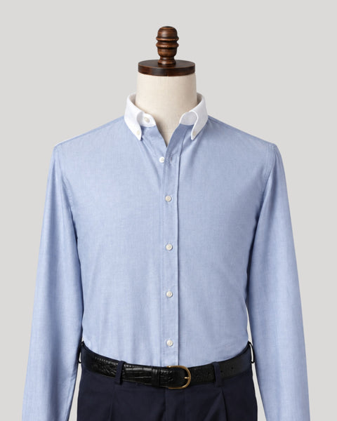 Classic Blue Contrast Collar Oxford Shirt