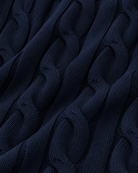 Classic Navy Cotton Cable Knit Rugby (PRE-ORDER)