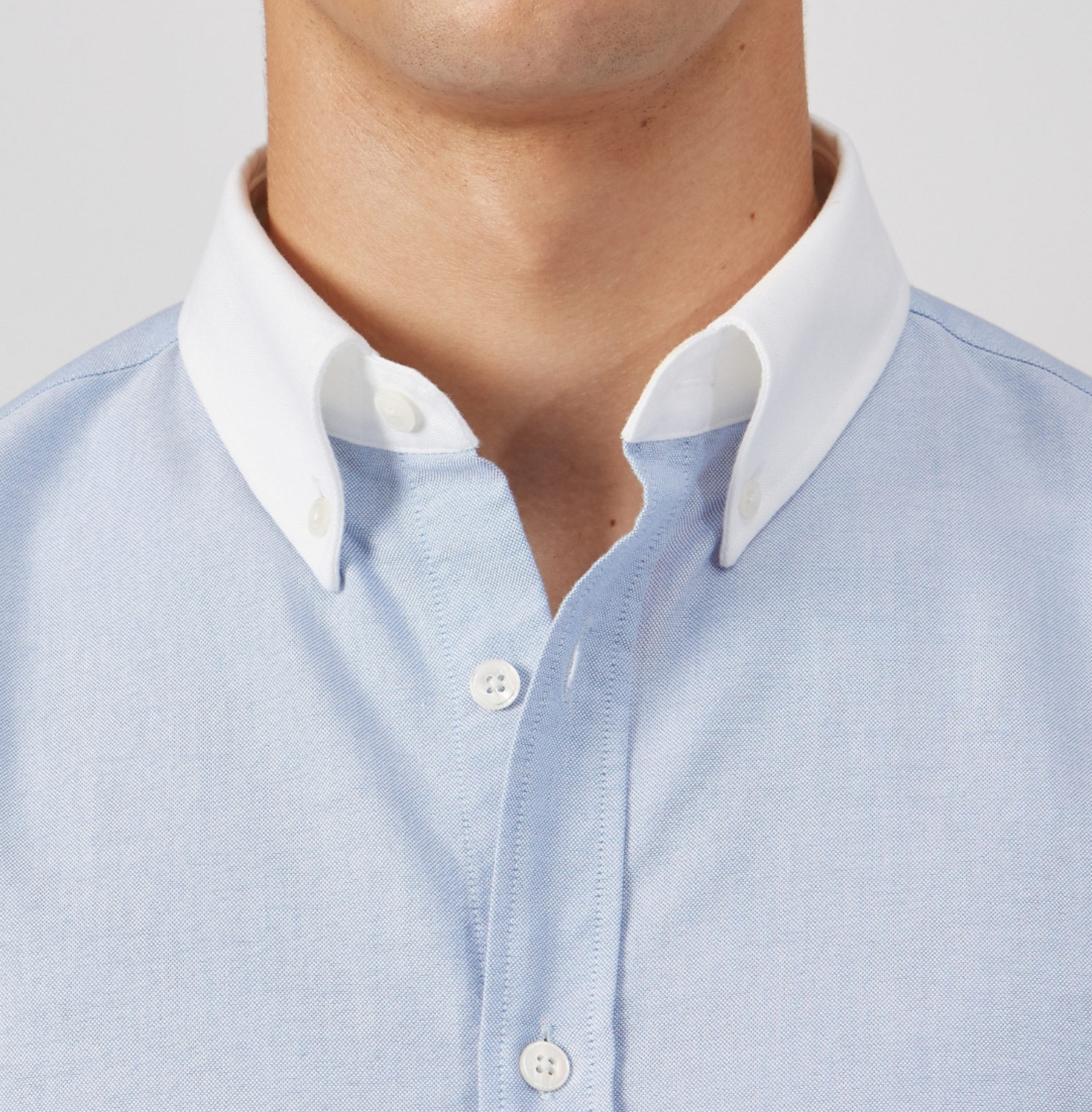 Blue t shirt with online white collar
