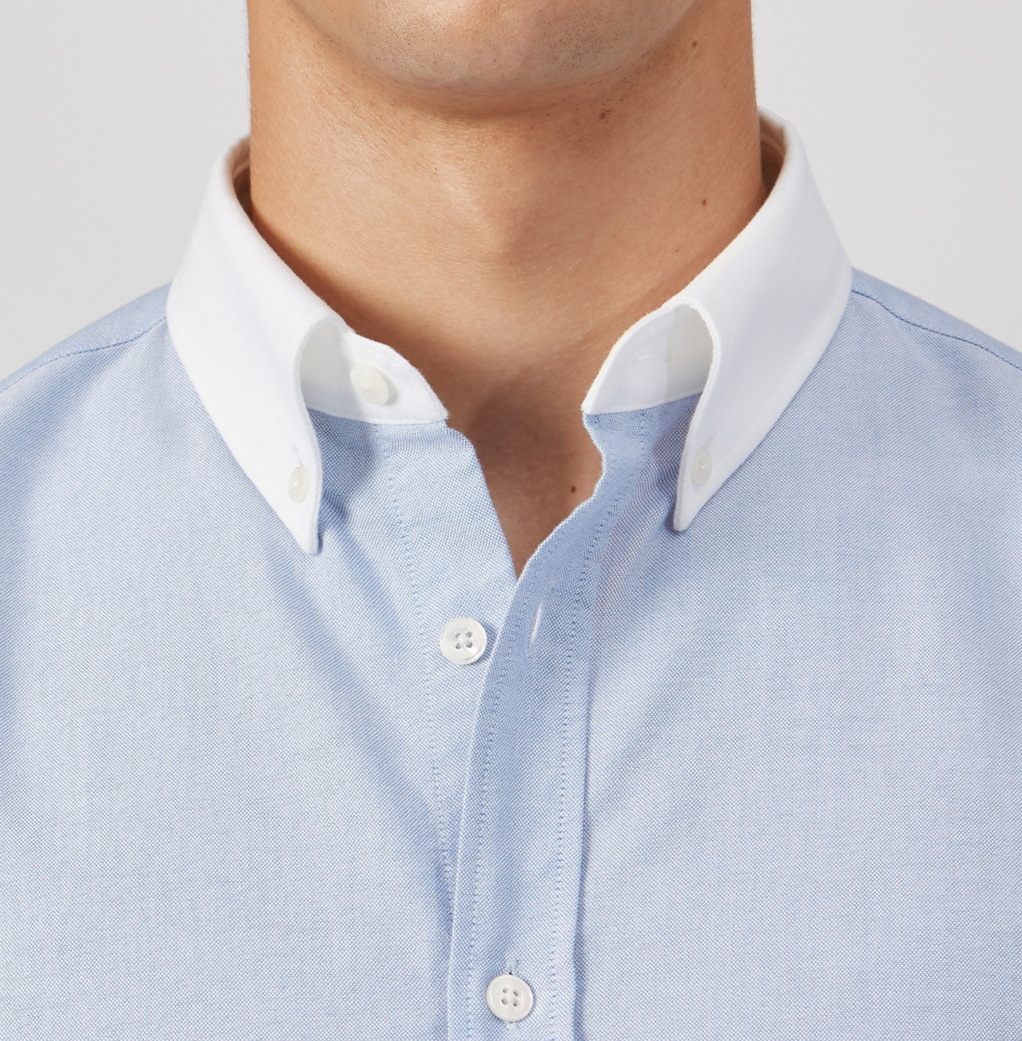 Le Original' Blue Contrast Collar Oxford Shirt