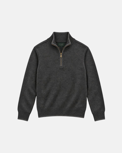 Classic Charcoal Grey Quarter-Zip Sweater