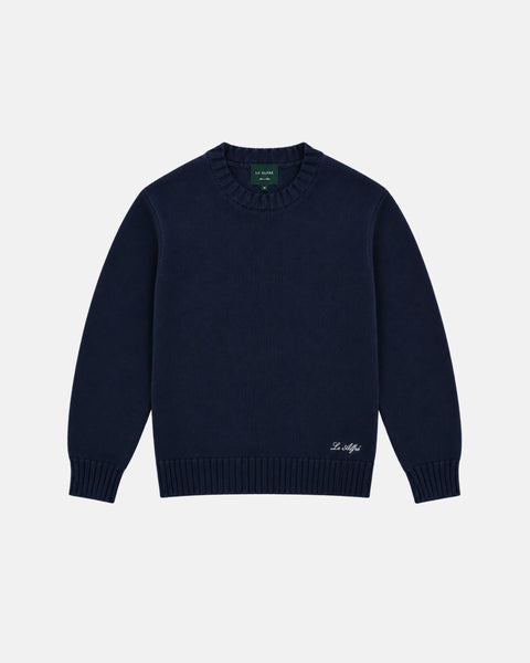 Classic Navy Cotton Crewneck Sweater (PRE-ORDER)