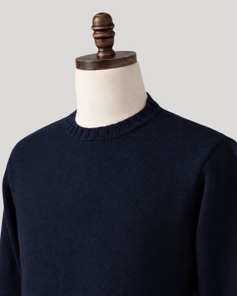 Classic Navy Cotton Crewneck Sweater (PRE-ORDER)