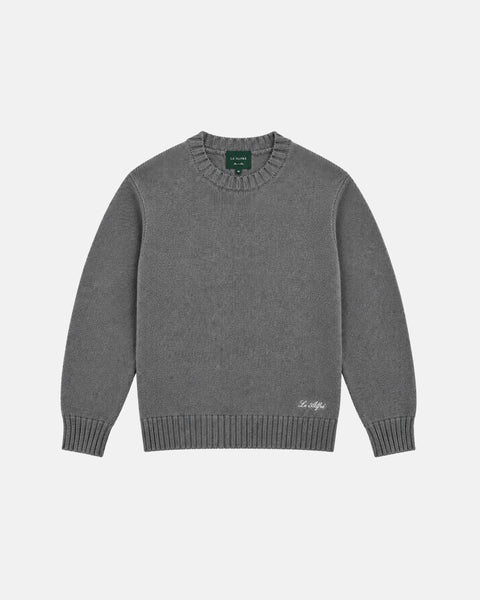 Classic Melange Grey Cotton Crewneck Sweater (PRE-ORDER)