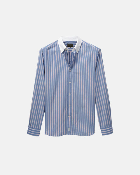 Blue Stripe Contrast Collar Shirt (SS26) | Le Alfr S Blue Stripe Contrast Collar Shirt (SS26) | Le Alfr S