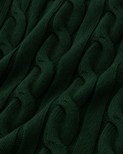 Classic Hunter Green Cotton Cable Knit Rugby (PRE-ORDER)