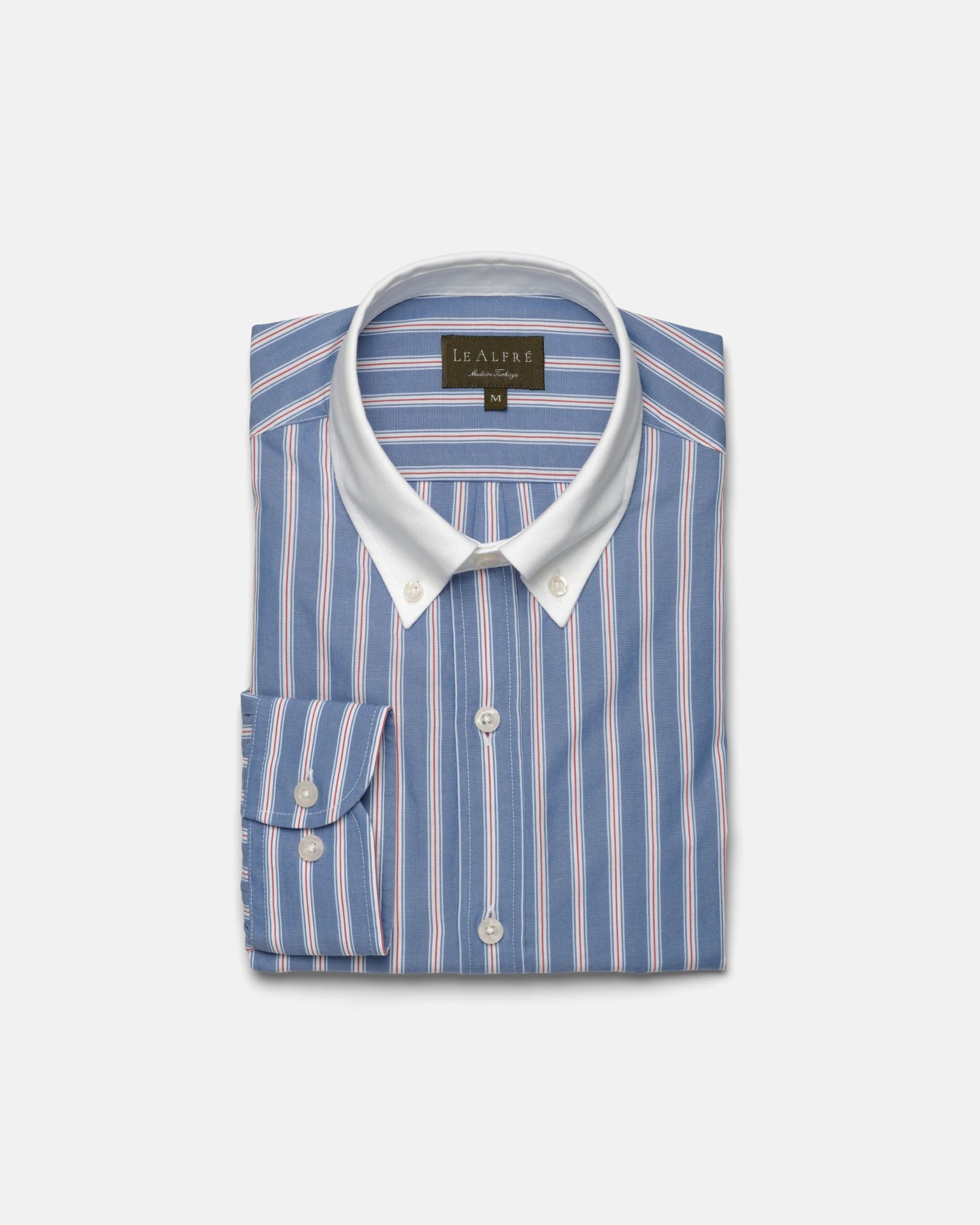 Blue Stripe Contrast Collar Shirt (SS26) | Le Alfré