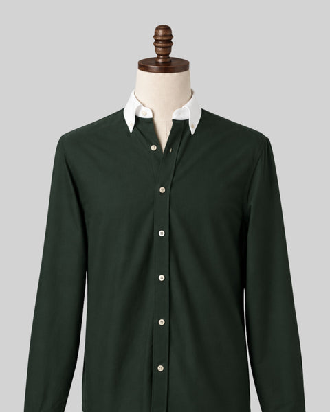 Classic Hunter Green Contrast Collar Oxford Shirt