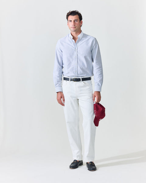 Black Stripe Contrast Collar Oxford Shirt