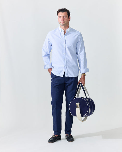 Blue Stripe Contrast Collar Oxford Shirt