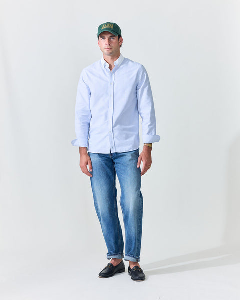 Blue Stripe Contrast Collar Oxford Shirt