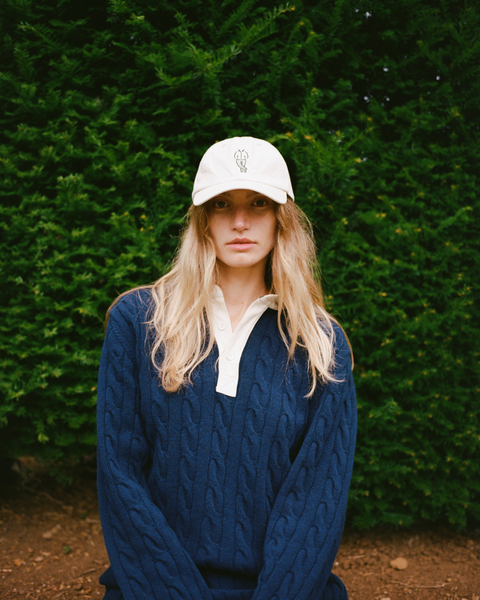 Italian Wool Navy Cable Knit Rugby