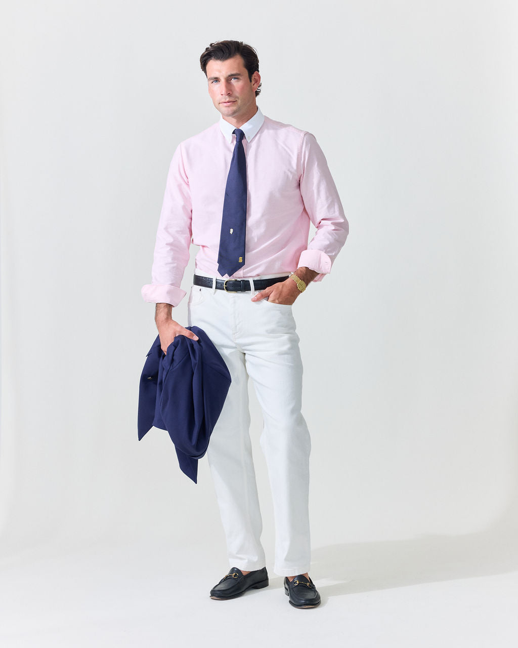 Le Original' Pink Contrast Collar Oxford Shirt | Le Alfré