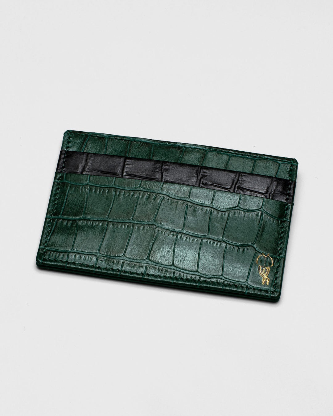 Crocodile-Embossed Leather Cardholder
