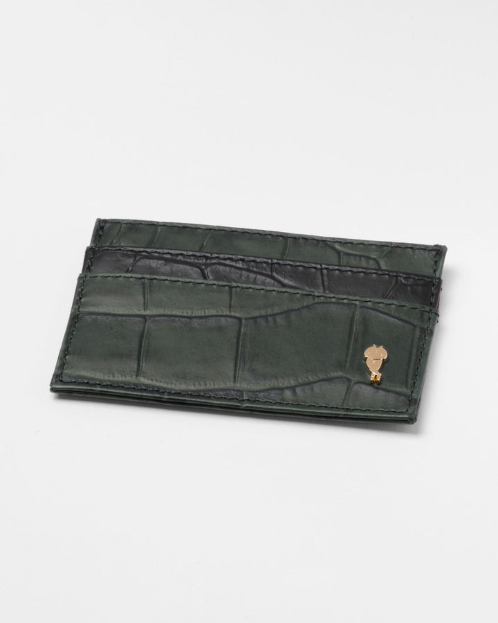 Crocodile-Embossed Leather Cardholder
