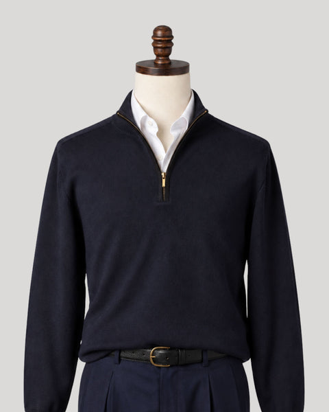 Classic Navy Quarter-Zip Sweater
