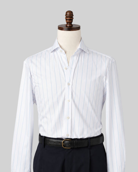 Retro Stripe Broadcloth Spread Collar Dress Shirt