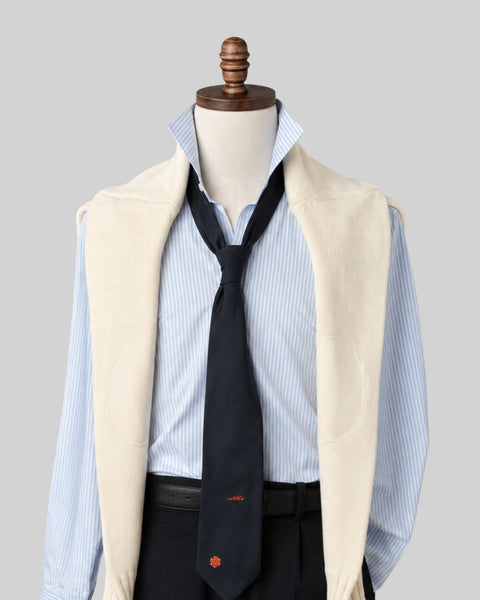 Light Blue Bengal Stripe Broadcloth Spread Collar Dress Shirt