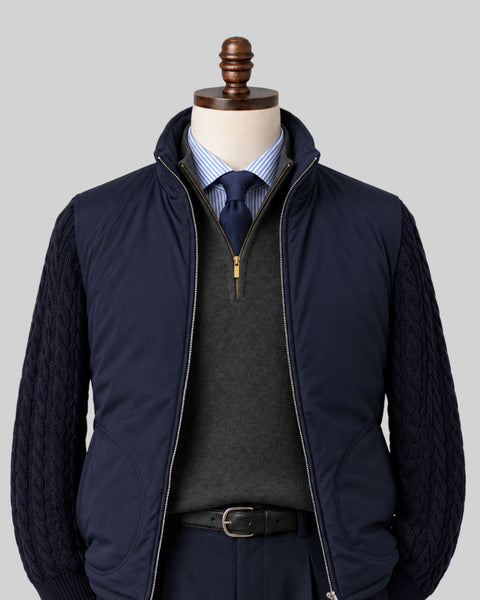 Navy Bengal Stripe Broadcloth Spread Collar Dress Shirt