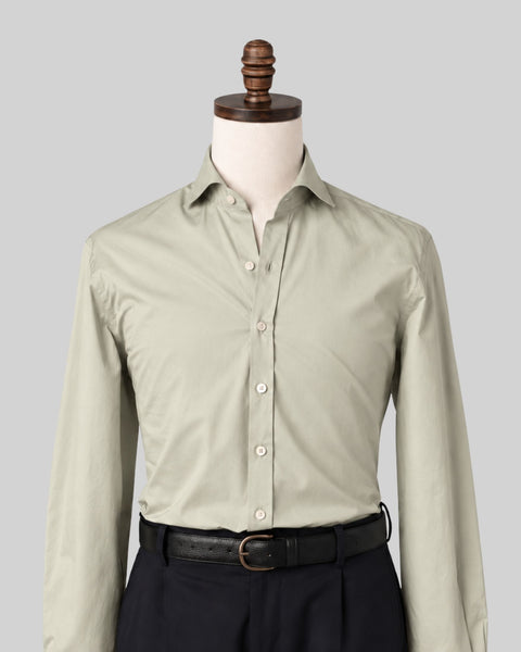 Sage Green Broadcloth Spread Collar Dress Shirt