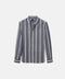 Navy Wide Stripe Summer Chambray Shirt