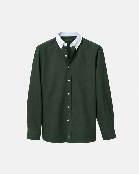 Classic Hunter Green Contrast Collar Oxford Shirt