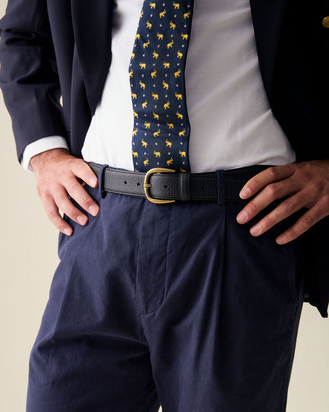 Navy Linen Blend Trouser