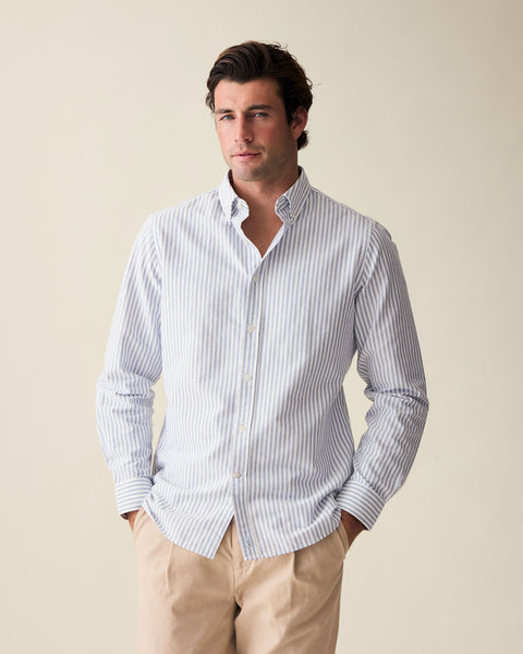 Wide Stripe Navy Oxford Shirt
