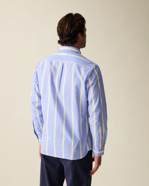 Marina Blue Wide Stripe Summer Chambray Shirt