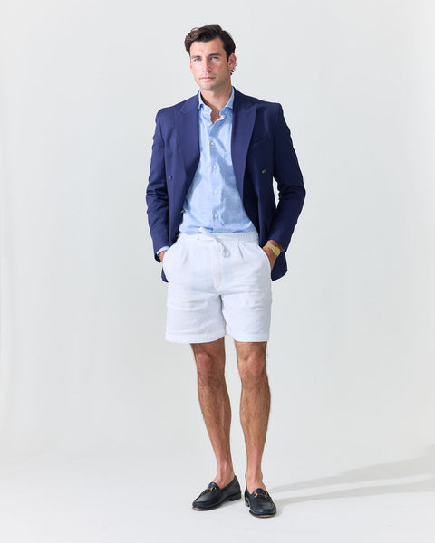 Classic Blue Linen-Blend Shirt