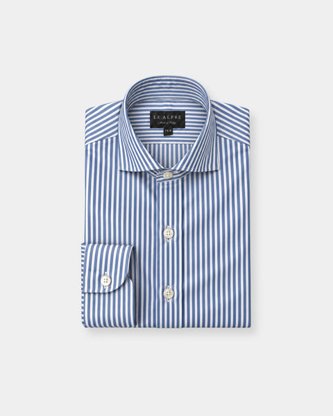 Navy Bengal Stripe Broadcloth Spread Collar Dress Shirt
