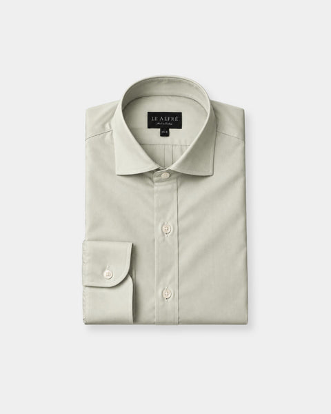 Sage Green Broadcloth Spread Collar Dress Shirt