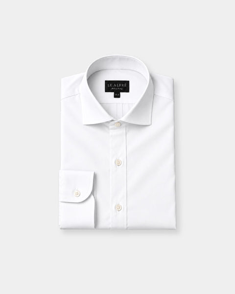 White Broadcloth Spread Collar Dress Shirt