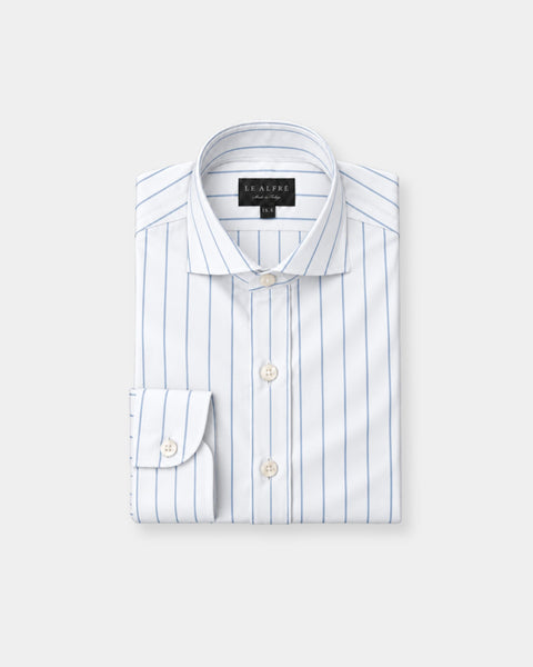 Retro Stripe Broadcloth Spread Collar Dress Shirt