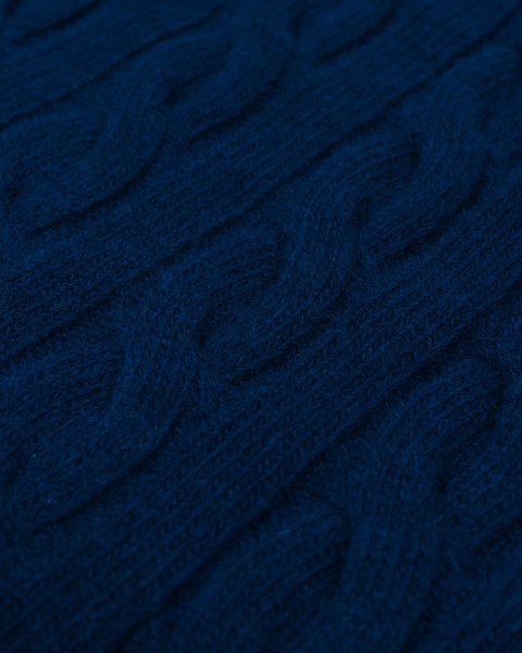 Italian Wool Navy Cable Knit Rugby