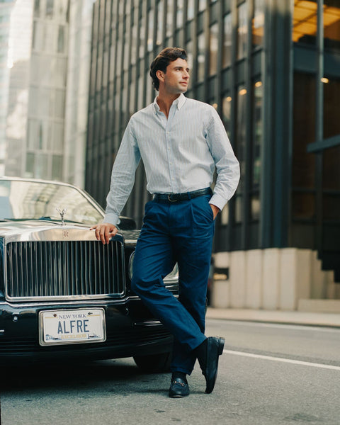 Light Blue Stripe Contrast Collar Shirt (SS26) Light Blue Stripe Contrast Collar Shirt (SS26)