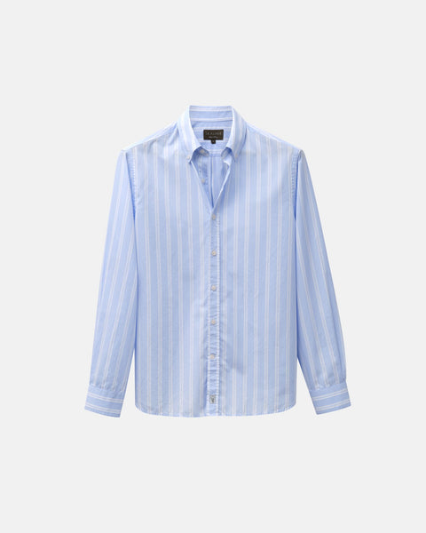 blue striped dress shirt white collar Tailored Shirt- Navy Stripe with White Collar and Cuffs Women's Blouse Monogram / Navy / Custom