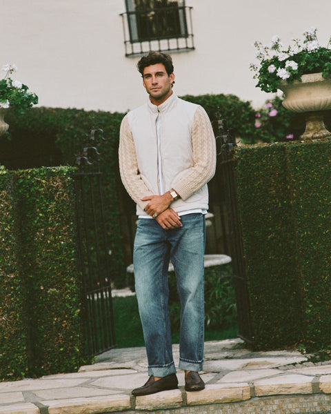 Cream Padded Cable Knit Jacket