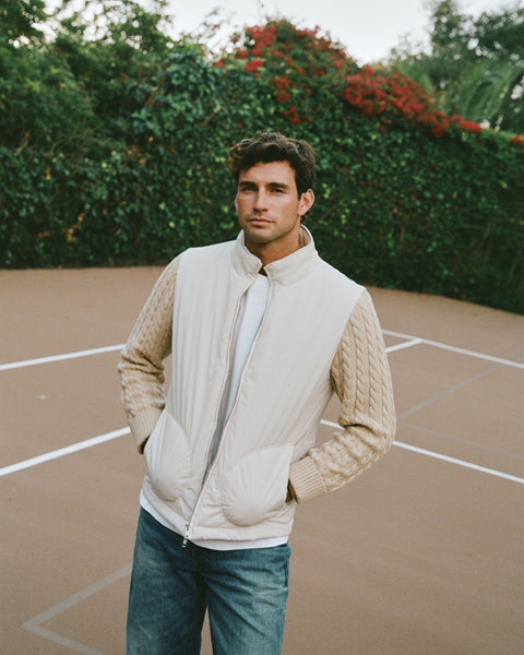 Cream Padded Cable Knit Jacket