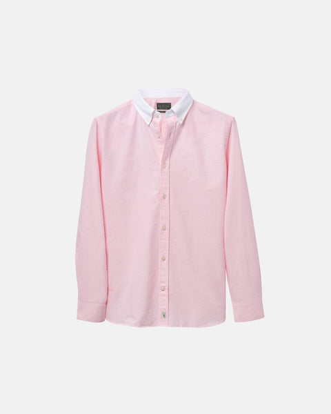 Le Original' Pink Contrast Collar Oxford Shirt | Le Alfré