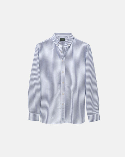 Navy Thick Stripe Oxford Shirt | Le Alfré