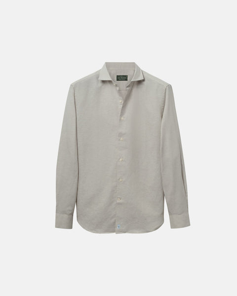 Classic Greige Linen-Blend Shirt