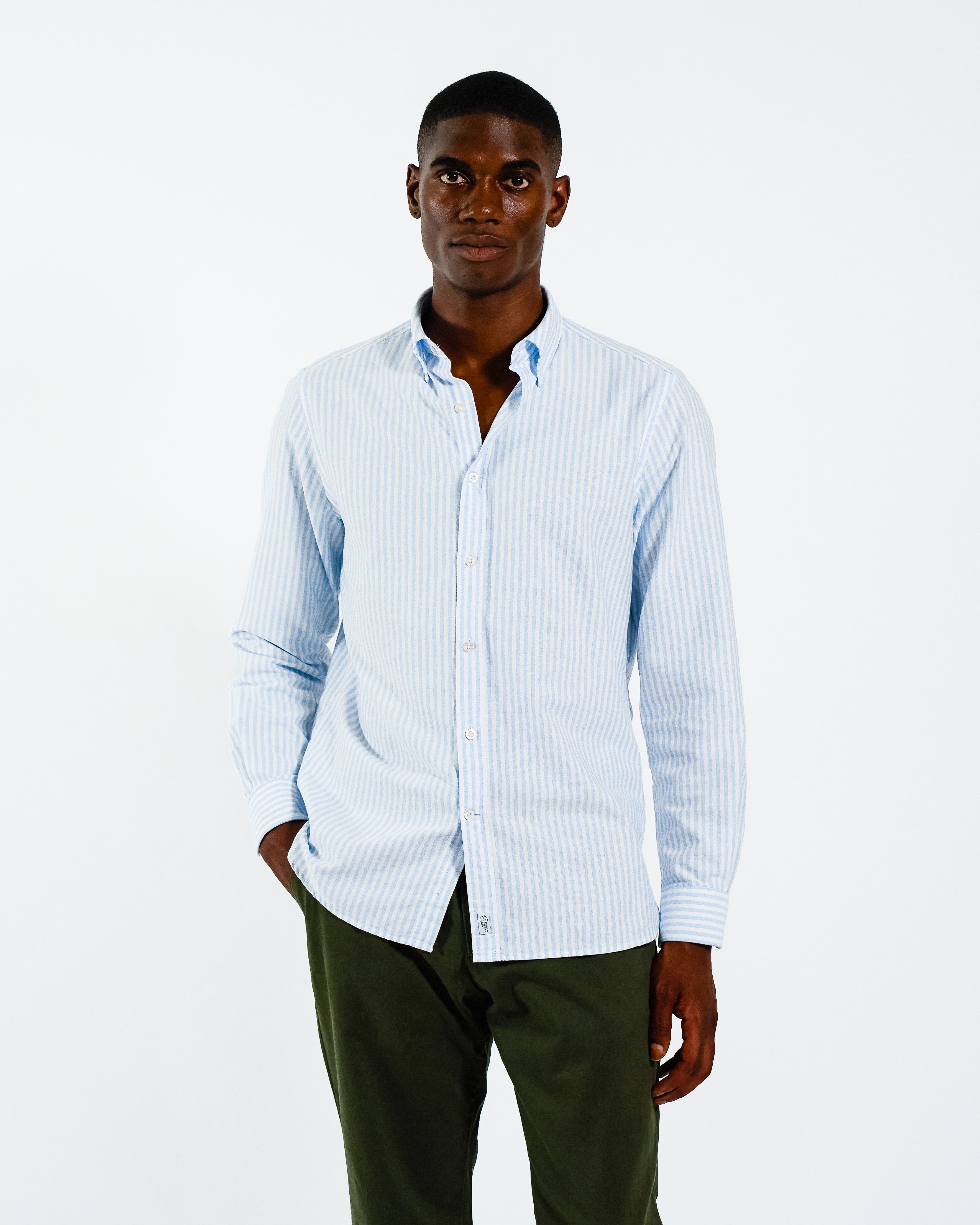Thick Stripe Light Blue Oxford Shirt
